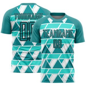 Teal White Black Geometric Shapes Sublimation Soccer…