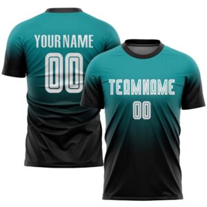 Teal White Black Sublimation Fade Fashion Soccer…