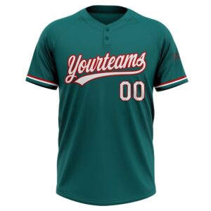Teal White Red Two Button Unisex Softball Jersey Custom Team Softball Jersey 2 xhq4za.jpg