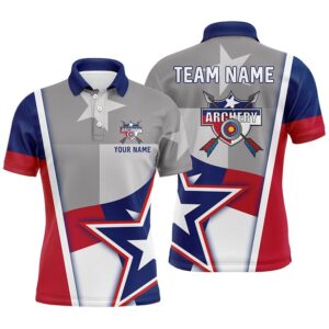 Texas Flag Archery Men Polo Shirts Custom…