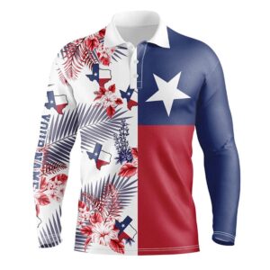 Texas Flag Men s Golf Polo Shirts Custom Tropical Leaf Golf Attire For Men For Men s Golf Polo Shirt Golf Shirts 2 llt2uw.jpg