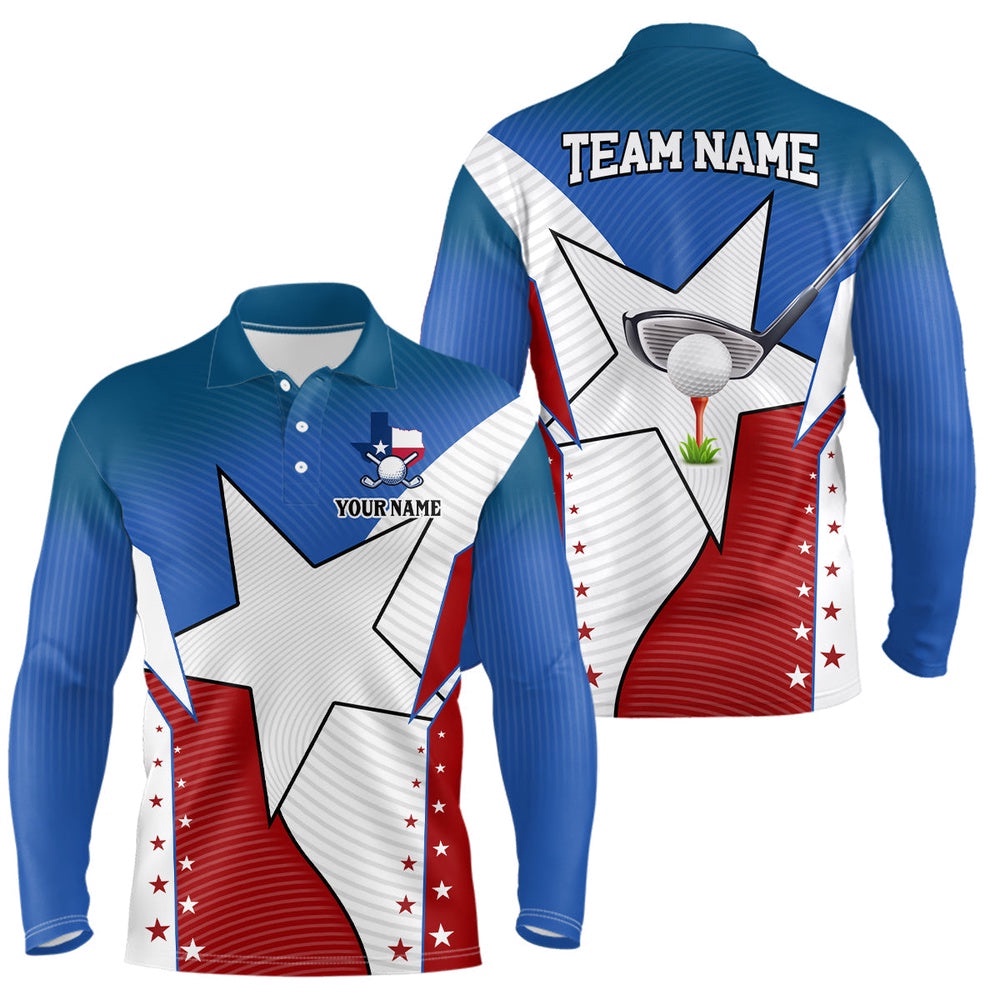 Texas Flag Retro Men’s Golf Polo Shirts Custom Golf Apparel For Team Men, Gifts For Golf Lovers, Golf Polo Shirt, Golf Shirts