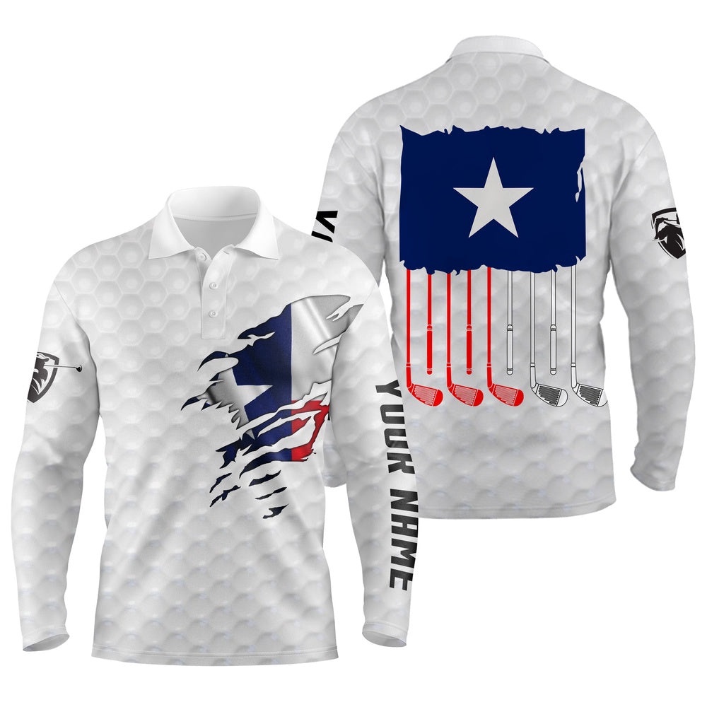 Texas Golf Wear For Men’s Custom Name Patriotic Texas Flag Golf Polo Unique Gifts For Golf Lovers, Golf Polo Shirt, Golf Shirts