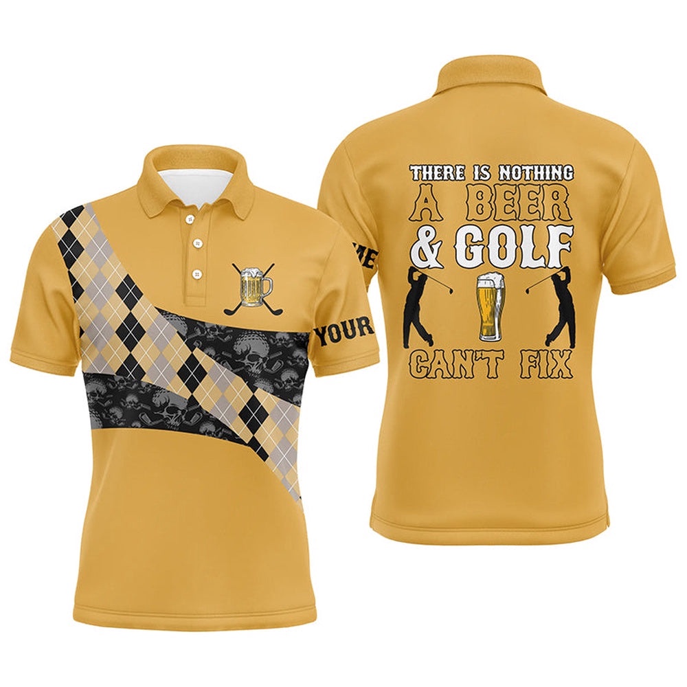 There Is Nothing A Beer & Golf Can’T Fix Men’s Polo Shirt Yellow Argyle Skull Golf Shirts For Men, Golf Polo Shirt, Golf Shirts There Is Nothing A Beer & Golf Can’T Fix Men’s Polo Shirt Yellow Argyle Skull Golf Shirts For Men, Golf Polo Shirt, Golf Shirts