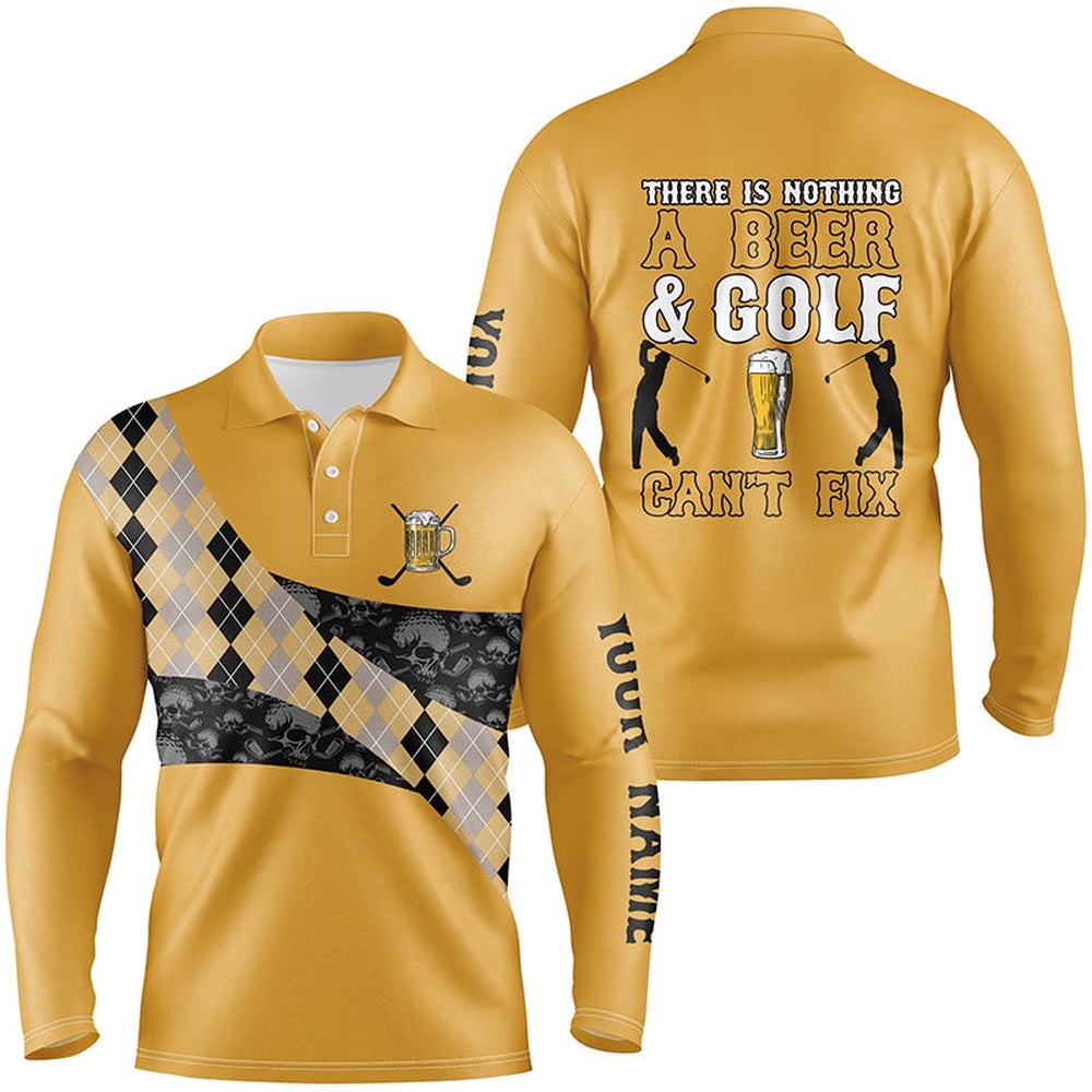 There Is Nothing A Beer & Golf Can’T Fix Men’s Polo Shirt Yellow Argyle Skull Golf Shirts For Men, Golf Polo Shirt, Golf Shirts There Is Nothing A Beer & Golf Can’T Fix Men’s Polo Shirt Yellow Argyle Skull Golf Shirts For Men, Golf Polo Shirt, Golf Shirts