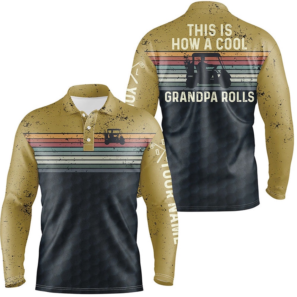 This Is How A Cool Grandpa Rolls Retro Colorful Men’s Golf Polo Shirt Striped Golf Gifts For Men, Golf Polo Shirt, Golf Shirts This Is How A Cool Grandpa Rolls Retro Colorful Men’s Golf Polo Shirt Striped Golf Gifts For Men, Golf Polo Shirt, Golf Shirts