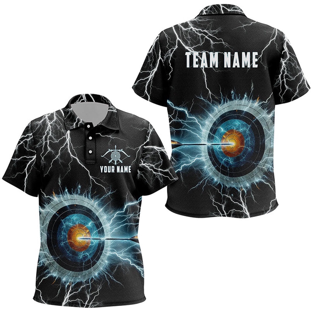 Thunder Lighting Target Archery Polo Shirts, Custom Archery Team Polo, Custom Archery Team Polo Shirt Thunder Lighting Target Archery Polo Shirts, Custom Archery Team Polo, Custom Archery Team Polo Shirt