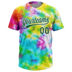Tie Dye Kelly Green White 3D Rainbow Two Button Unisex Softball Jersey Custom Team Softball Jersey 2 mdw6yd.jpg