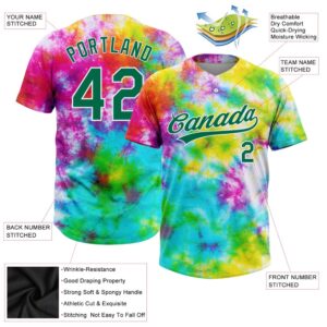 Tie Dye Kelly Green White 3D Rainbow Two Button Unisex Softball Jersey Custom Team Softball Jersey 3 yxjwbq.jpg