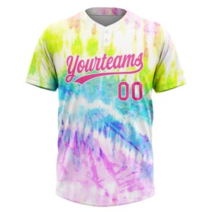 Tie Dye Pink Purple 3D Rainbow Two Button Unisex Softball Jersey Custom Team Softball Jersey 2 ykw09b.jpg