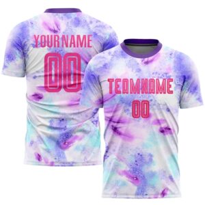 Tie Dye Pink Purple Sublimation Soccer Uniform…
