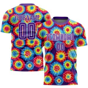 Tie Dye Purple White Sublimation Soccer Uniform…