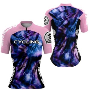 Tie Dye Women Cycling Jersey With 3…