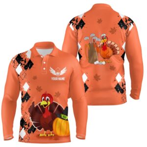 Turkey Bird Thanksgiving Golf Men s Polo Shirt Argyle Orange Custom Men Golf Outfits Cool Golf Gifts Golf Polo Shirt Golf Shirts 2 hbwvgv.jpg