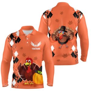 Turkey Bird Thanksgiving Golf Men s Polo Shirt Argyle Orange Custom Men Golf Tops Cool Golf Gifts Golf Polo Shirt Golf Shirts 2 enu0zf.jpg