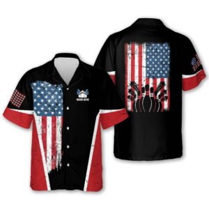 USA Bowling Flag Hawaiian Shirt, Custom Bowling…