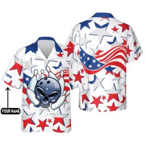 USA Bowling Flag Hawaiian Shirt Unisex, Custom…