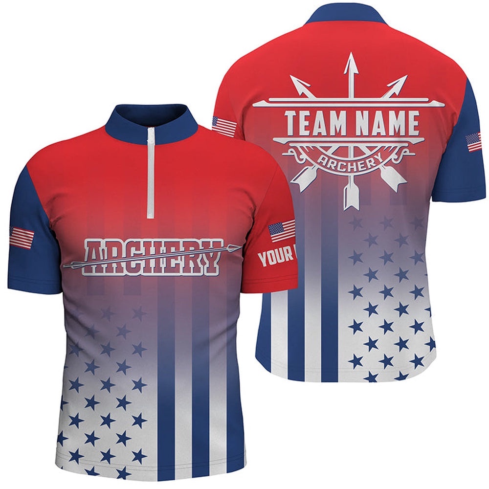 US Archery Patriotic Men Jersey Shirts Custom Archery Jersey Shirts, Custom Archery Team Shirt
