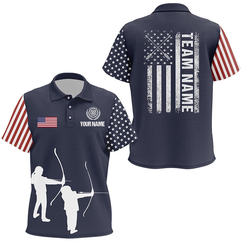 US Archery Silhouette Archers Polo Shirts Custom Patriotic Archery Team Shirts, Custom Archery Team Polo Shirt US Archery Silhouette Archers Polo Shirts Custom Patriotic Archery Team Shirts, Custom Archery Team Polo Shirt