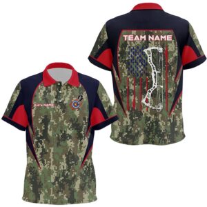 US Flag Camouflage Archery Polo Shirts Archery…