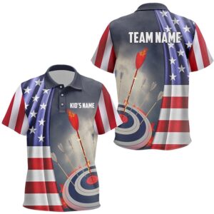 US Flag Patriotic Archery Polo Shirts, Flaming…