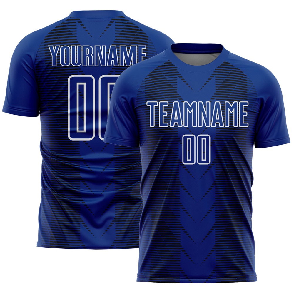 US Navy Blue Black White Lines Sublimation Soccer Uniform Jersey, Custom Team Soccer Jersey Shirt