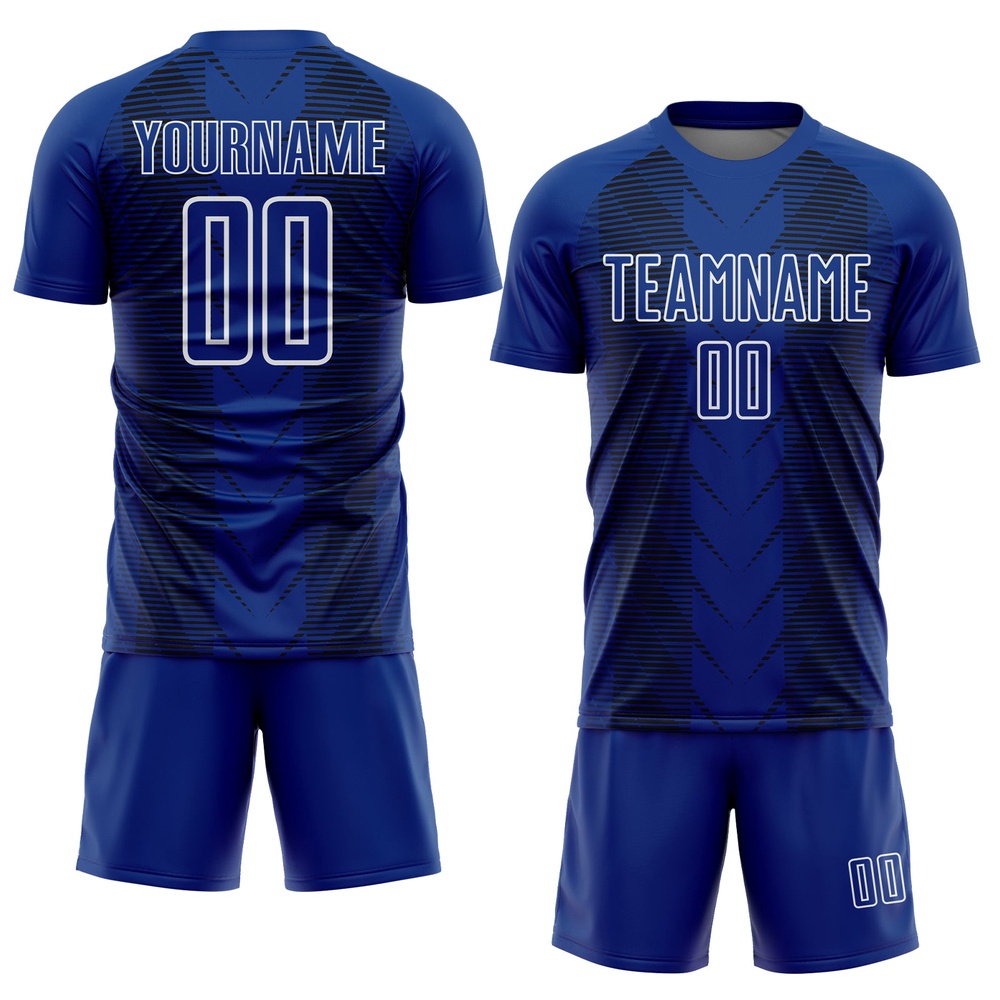 US Navy Blue Black White Lines Sublimation Soccer Uniform Jersey, Custom Team Soccer Jersey Shirt