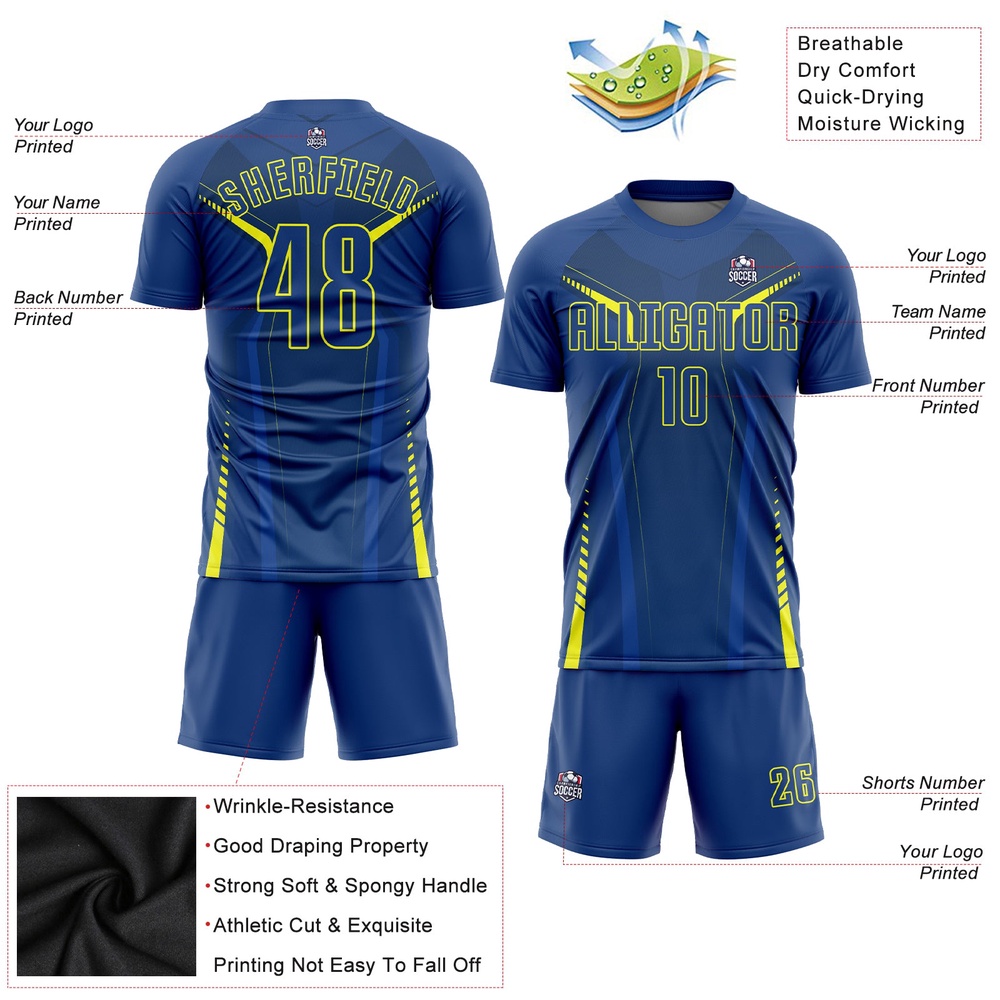 US Navy Blue Gold Sublimation Soccer Uniform Jersey, Custom Team Soccer Jersey Shirt