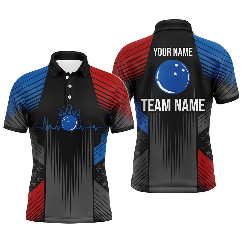 Usa Bowling Shirt For Men Custom Bowling Team Polo Shirt Men’s Bowling Polo Shirt Bowling Gift, Personalized Bowling Team Shirt