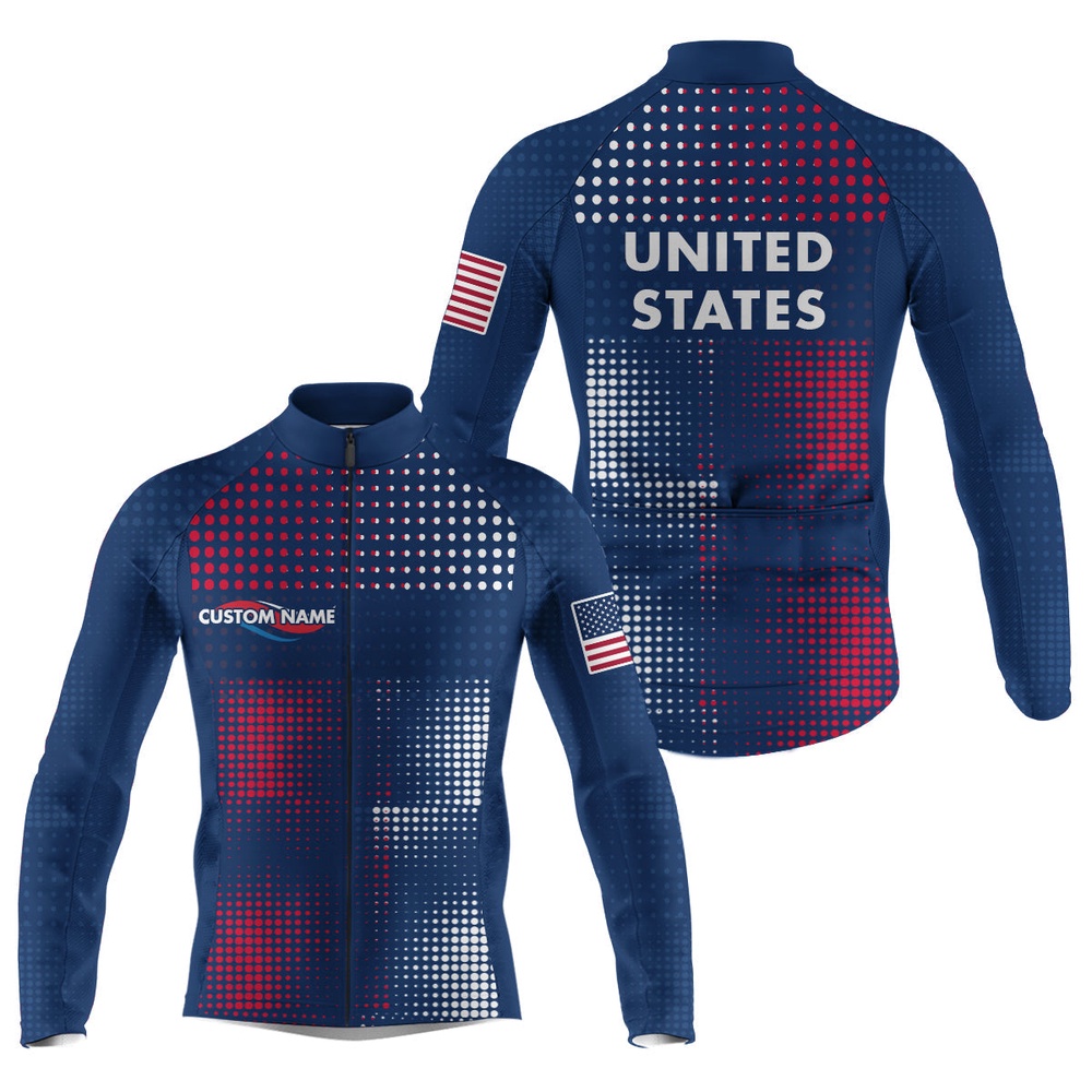 Usa Cycling Jersey Men  And  Women Full Zipper American Bike Shirt Cycle Gear With 3 Pockets, Custom Mono Cycling Jersey