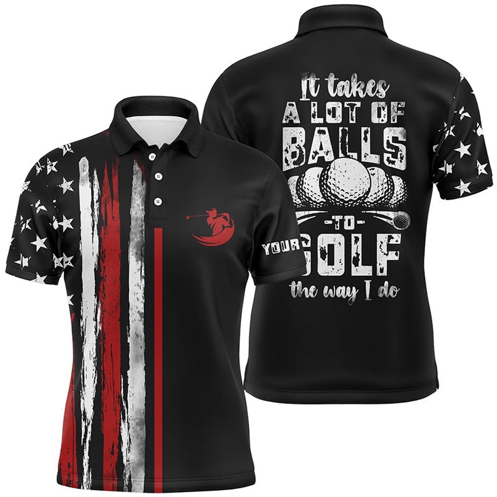 Vintage American Flag Black Men’s Golf Polo Shirt Custom It Takes A Lot Of Balls To Golf The Way I Do, Golf Polo Shirt, Golf Shirts Vintage American Flag Black Men’s Golf Polo Shirt Custom It Takes A Lot Of Balls To Golf The Way I Do, Golf Polo Shirt, Golf Shirts