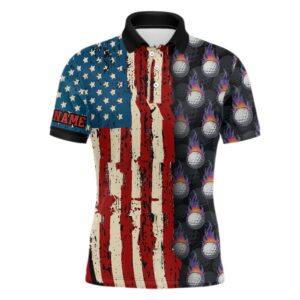 Vintage American Flag Men’s Golf Polos Shirts…