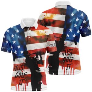 Watercolor American Flag Just Golf It Men’s…