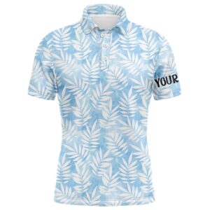 Watercolor Blue Leaves Tropical Pattern Men’s Golf…
