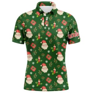 Watercolor Christmas Santa Gifts Green Golf Men…