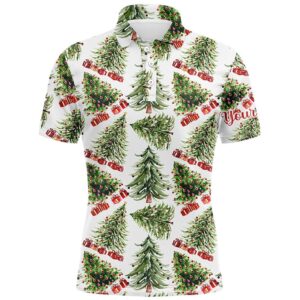 Watercolor Christmas Trees And Gifts Men’s Golf…