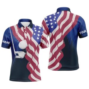 Watercolor D American Flag Golf Polos Th…