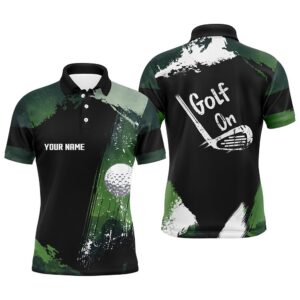 Watercolor Men’s Dark Green Personalized Golf Shirts…