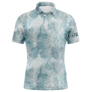 Watercolor Mint Tropical Palm Leaves Men’s Golf…