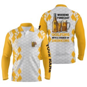 Weekend Forecast Golfing With A Chance Of Drinking Beer Custom Name Funny Men s Golf Polo Shirt Golf Polo Shirt Golf Shirts 2 gzyu8v.jpg