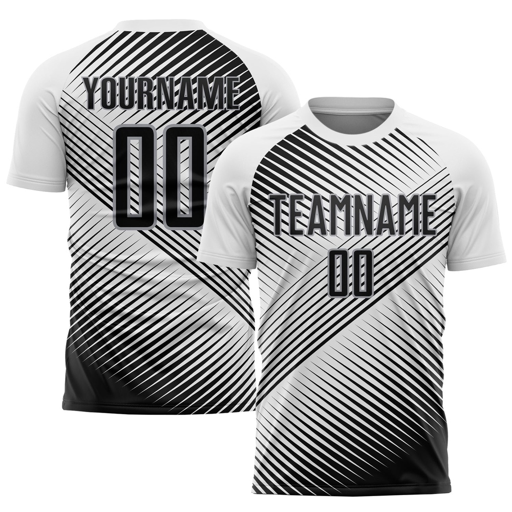 White Black Gray Sublimation Soccer Uniform Jersey, Custom Team Soccer Jersey Shirt