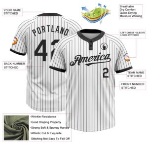 White Black Pinstripe Black Two Button Unisex Softball Jersey Custom Team Softball Jersey 3 wi4rkk.jpg
