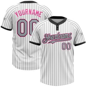 White Black Pinstripe Gray Pink Two Button…