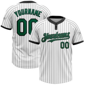 White Black Pinstripe Kelly Green Two Button…