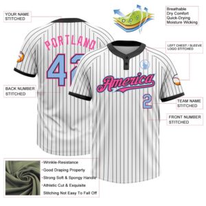 White Black Pinstripe Light Blue Pink Two Button Unisex Softball Jersey Custom Team Softball Jersey 3 qxvuzf.jpg