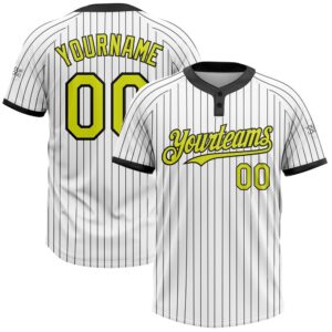 White Black Pinstripe Neon Yellow Two Button…