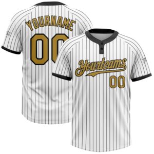 White Black Pinstripe Old Gold Two Button…