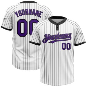 White Black Pinstripe Purple Two Button Unisex…