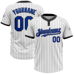 White Black Pinstripe Thunder Blue Two Button…