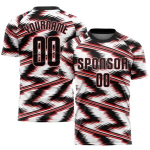 White Black Red Sublimation Soccer Uniform Jersey,…